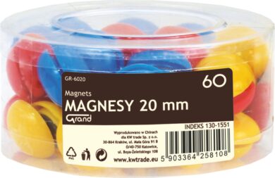 magnet v plastu kulatý 20mm 60ks barevný mix 130-1551  (5903364258108)
