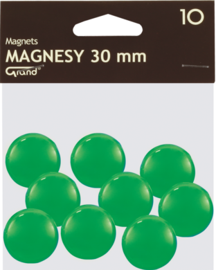 magnet v plastu kulatý 30mm 10ks zelený 130-1697  (5903364258702)