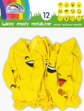 balónky  12ks Emoty Party metalic žluté 170-2347  (5903364264574)