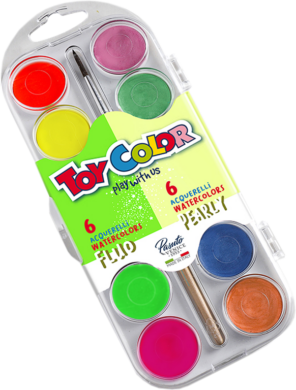 barvy vodové 30mm Toy color fluo 6ks + perleť 6ks  (8015189001900)