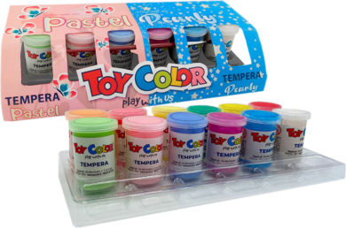 barvy temperové Toy color 25ml v kelímku perleť 6ks + pastel 6ks  (8015189002990)