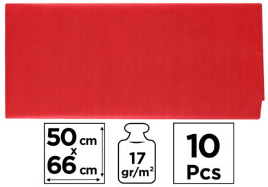 papír hedvábný 50x66 10ks červený PN221-08  (8435464100584)