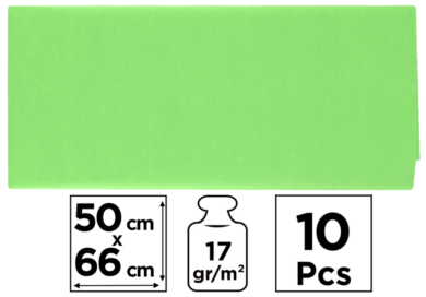 papír hedvábný 50x66 10ks zelený světlý PN221-17  (8435464100676)