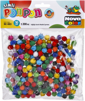 pom poms NC-883 10mm glitter mix 200ks  (8681861004691)