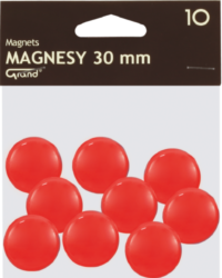 magnet v plastu kulatý 30mm 10ks červený 130-1695