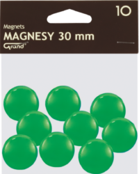 magnet v plastu kulatý 30mm 10ks zelený 130-1697