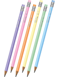 tužka Colorino trojhranná  s gumou - tělo pastelové  (5907620180844)
