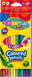 pastelky Colorino gumovací 12ks - Kvalitní šestihranné bezdřevé pastelky, které lze vymazat pomocí pryže na konci, s vysokým podílem barevných pigmentů.