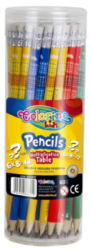 tužka Colorino kulatá  s gumou - tělo násobilka - Školní tužka ve 4 barevných provedeních s potiskem násobilky.