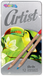 pastelky Colorino Artist 12ks kovová krabička - Premiová kvalita pastelek pro umělecké i amaterské kreslení.