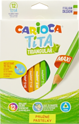 pastelky Carioca Tita trojhranné pružné 12ks Jumbo - školní trojhranné Jumbo pastelky