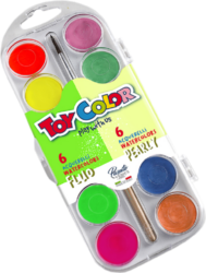 barvy vodové 30mm Toy color fluo 6ks + perleť 6ks