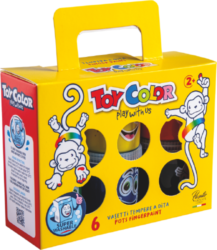 barvy prstové Toy color 80ml 6ks - Sada 6 kelímků 80 ml prstových barev - superomyvatelné 2+.