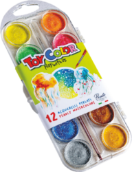 barvy vodové 30mm Toy Color perleťové 12ks - barvy vodov perleov 12 x 30 mm