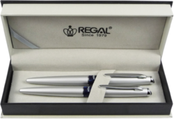 kuličkové pero + inkoustové pero Mercurius - stříbrná - psací souprava Regal