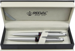 guľôčkové pero + roller Mercurius - strieborná - psacia sprava Regal
