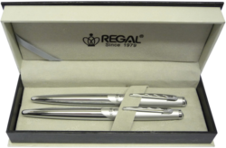 guľôčkové pero + roller Themis - strieborna - psacia sprava Regal