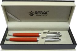 guľôčkové pero + mikroceruzka Cronos - matná červená - psacia sprava Regal