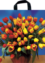 taška PE 50 x 45 s uchy tulipány - PRODEJ POUZE PO BALEN